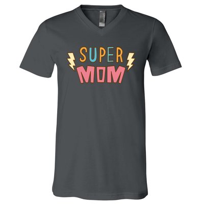 Super Mom Lighting Bolt Gift V-Neck T-Shirt