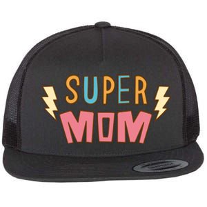 Super Mom Lighting Bolt Gift Flat Bill Trucker Hat