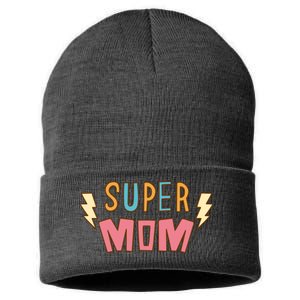 Super Mom Lighting Bolt Gift Sustainable Knit Beanie