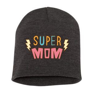 Super Mom Lighting Bolt Gift Short Acrylic Beanie