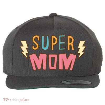 Super Mom Lighting Bolt Gift Wool Snapback Cap