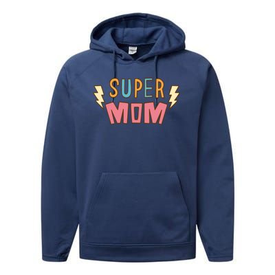 Super Mom Lighting Bolt Gift Performance Fleece Hoodie