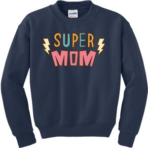 Super Mom Lighting Bolt Gift Kids Sweatshirt