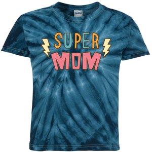 Super Mom Lighting Bolt Gift Kids Tie-Dye T-Shirt