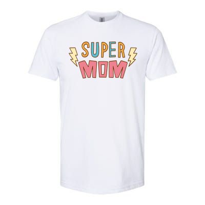 Super Mom Lighting Bolt Gift Softstyle® CVC T-Shirt