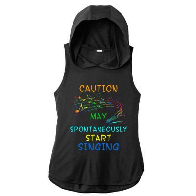 Singing Music Lover Caution May Start Singing Ladies PosiCharge Tri-Blend Wicking Draft Hoodie Tank