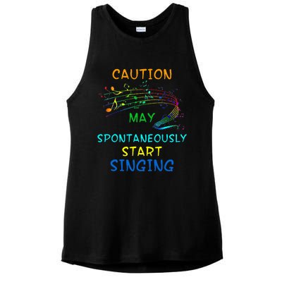 Singing Music Lover Caution May Start Singing Ladies PosiCharge Tri-Blend Wicking Tank