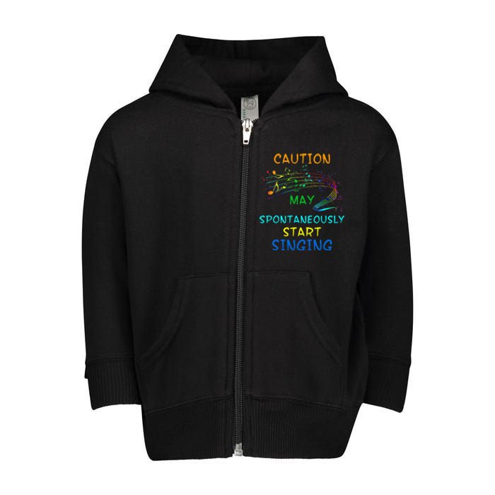 Singing Music Lover Caution May Start Singing Toddler Zip Fleece Hoodie