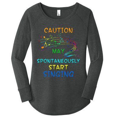 Singing Music Lover Caution May Start Singing Women's Perfect Tri Tunic Long Sleeve Shirt