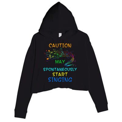 Singing Music Lover Caution May Start Singing Crop Fleece Hoodie