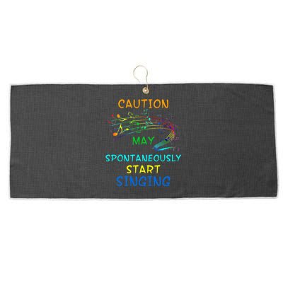 Singing Music Lover Caution May Start Singing Large Microfiber Waffle Golf Towel