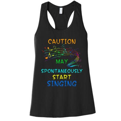 Singing Music Lover Caution May Start Singing Women's Racerback Tank