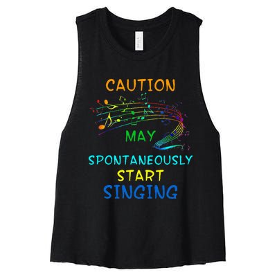 Singing Music Lover Caution May Start Singing Women's Racerback Cropped Tank