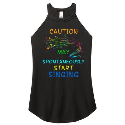 Singing Music Lover Caution May Start Singing Women's Perfect Tri Rocker Tank