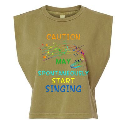 Singing Music Lover Caution May Start Singing Garment-Dyed Women's Muscle Tee