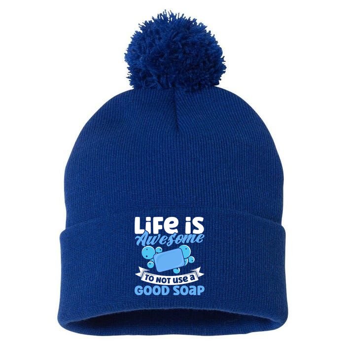 Soap Making Lovers Life Is Awesome Good Soap Maker Gift Pom Pom 12in Knit Beanie