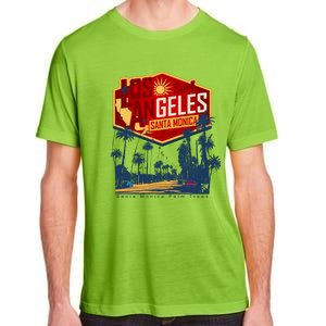 Santa Monica LA Los Angeles Retro Surf Beach Adult ChromaSoft Performance T-Shirt