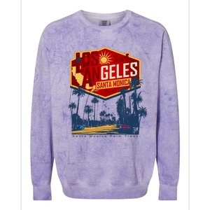 Santa Monica LA Los Angeles Retro Surf Beach Colorblast Crewneck Sweatshirt