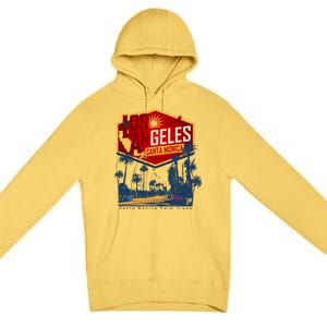 Santa Monica LA Los Angeles Retro Surf Beach Premium Pullover Hoodie