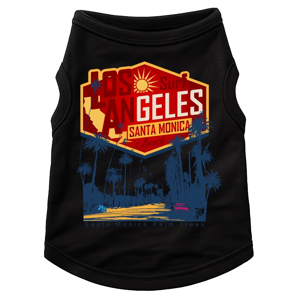 Santa Monica LA Los Angeles Retro Surf Beach Doggie Tank
