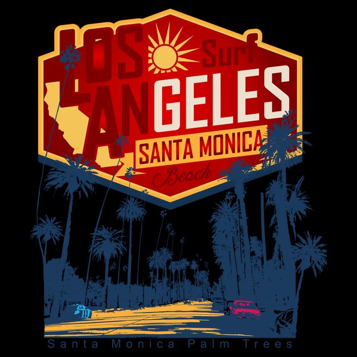 Santa Monica LA Los Angeles Retro Surf Beach 7-Panel Snapback Hat