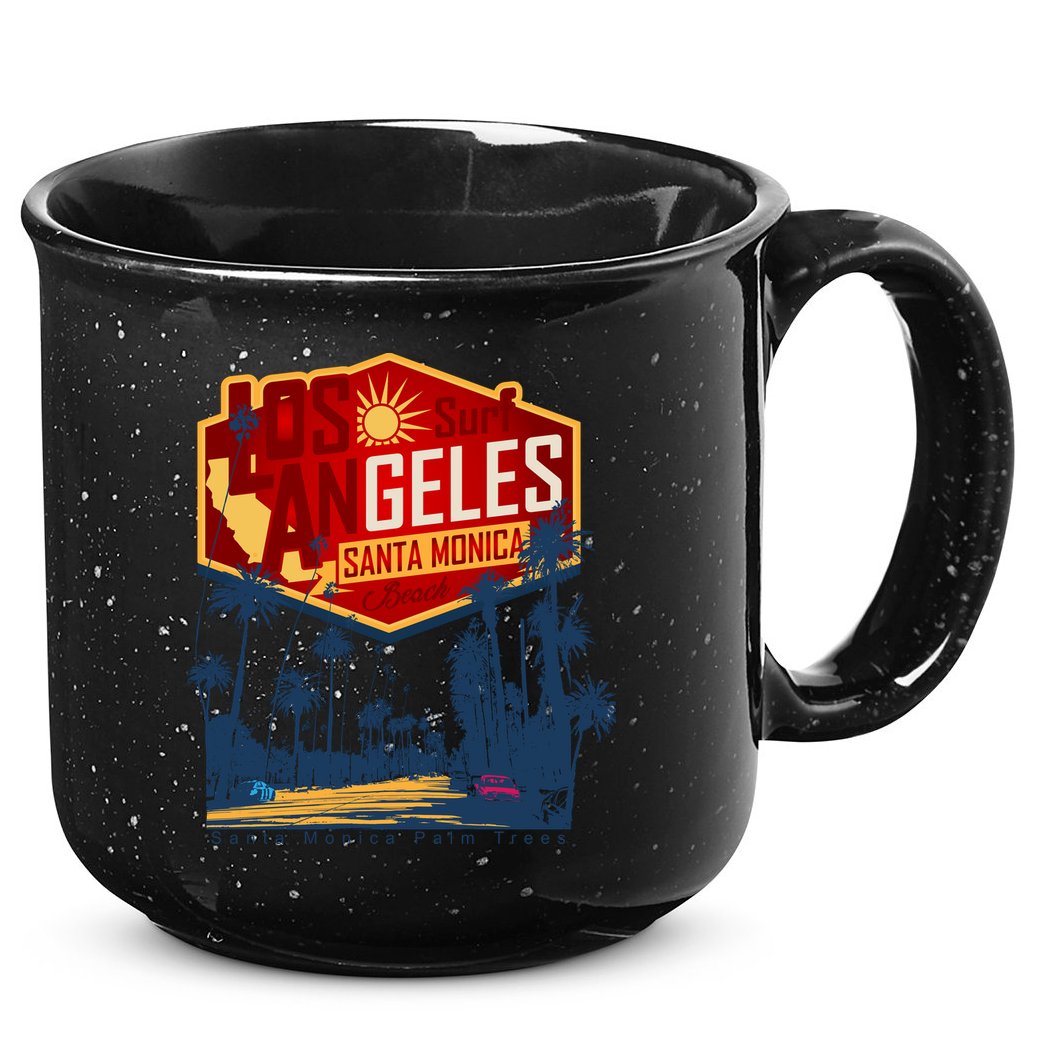 Santa Monica LA Los Angeles Retro Surf Beach 15oz Campfire Ceramic Mug