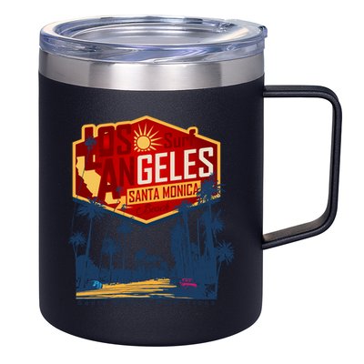 Santa Monica LA Los Angeles Retro Surf Beach 12oz Stainless Steel Coffee Mug