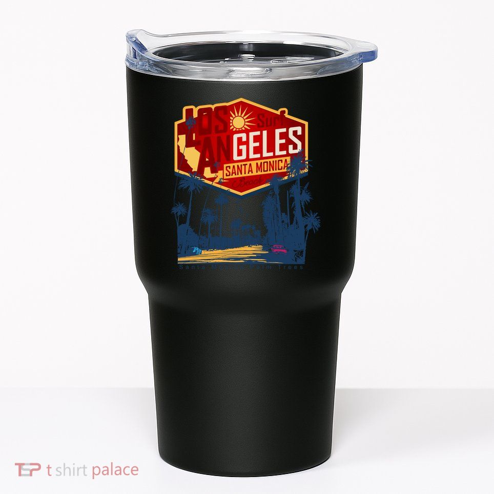 Santa Monica LA Los Angeles Retro Surf Beach Tumbler