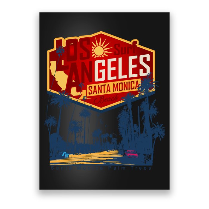 Santa Monica LA Los Angeles Retro Surf Beach Poster