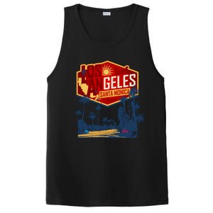 Santa Monica LA Los Angeles Retro Surf Beach PosiCharge Competitor Tank