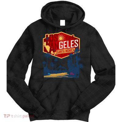 Santa Monica LA Los Angeles Retro Surf Beach Tie Dye Hoodie