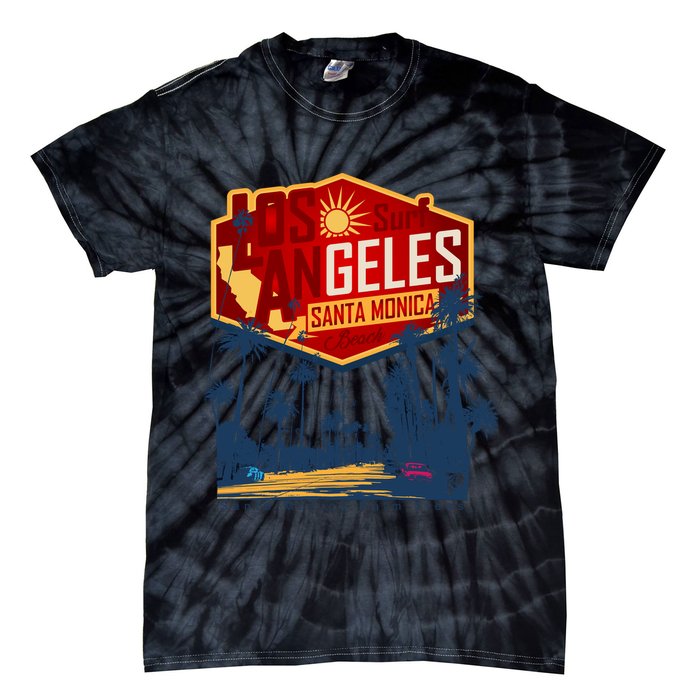Santa Monica LA Los Angeles Retro Surf Beach Tie-Dye T-Shirt