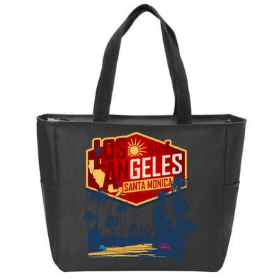 Santa Monica LA Los Angeles Retro Surf Beach Zip Tote Bag