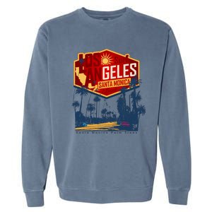 Santa Monica LA Los Angeles Retro Surf Beach Garment-Dyed Sweatshirt