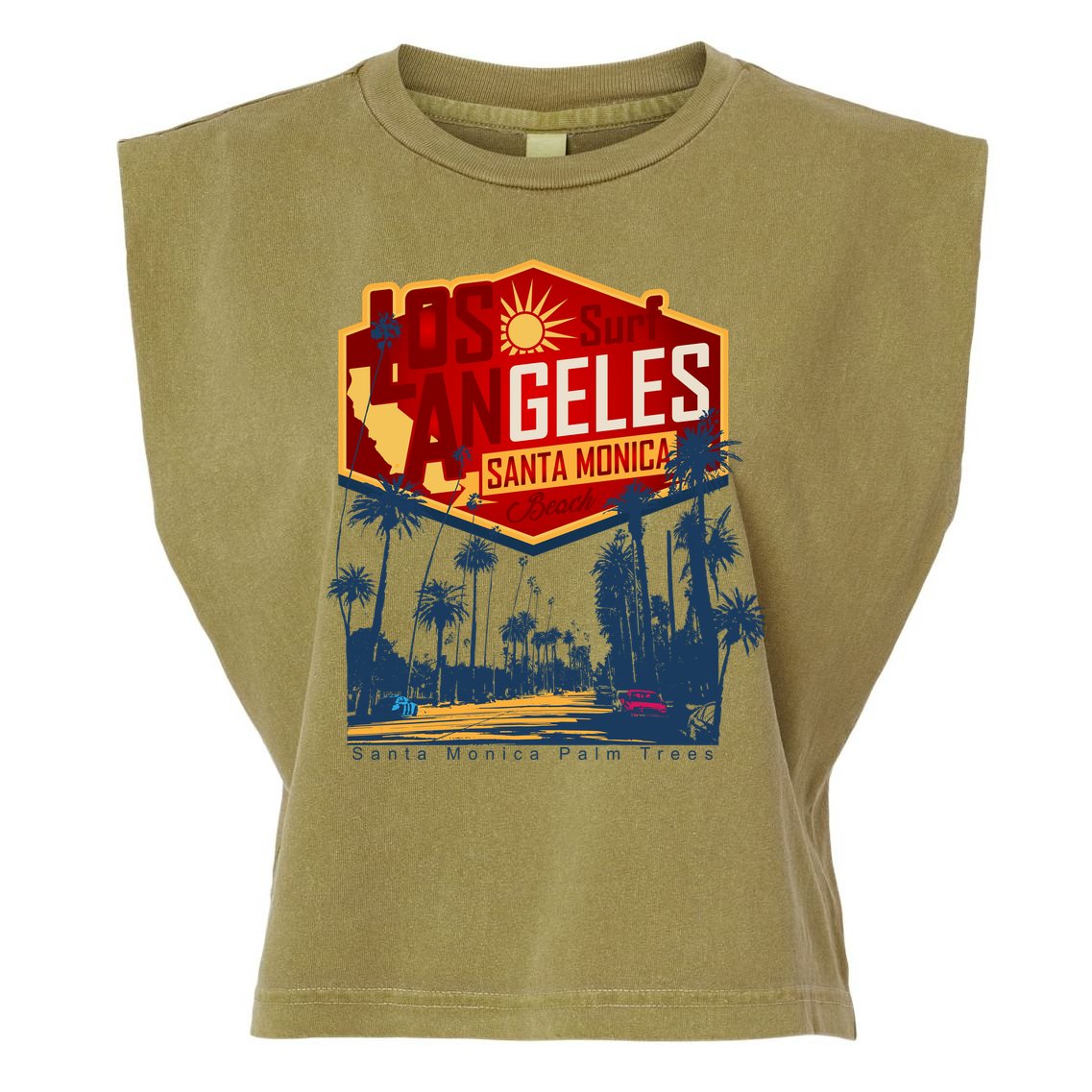 Santa Monica LA Los Angeles Retro Surf Beach Garment-Dyed Women's Muscle Tee