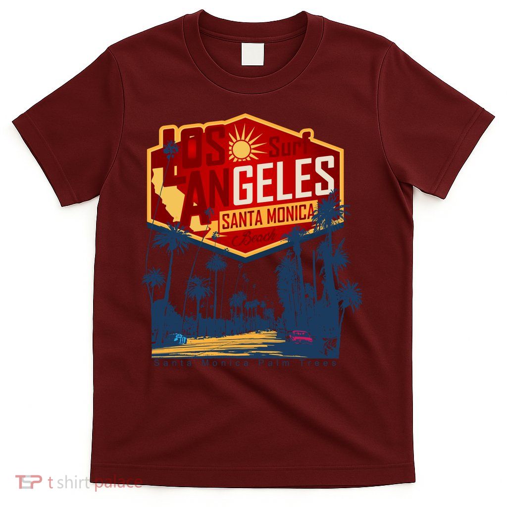 Santa Monica LA Los Angeles Retro Surf Beach T-Shirt