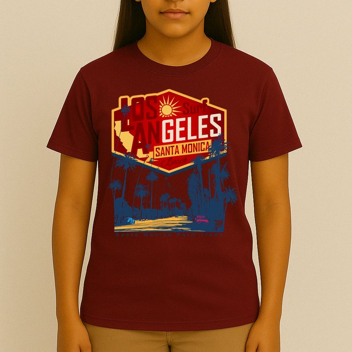 Santa Monica LA Los Angeles Retro Surf Beach T-Shirt
