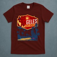 Santa Monica LA Los Angeles Retro Surf Beach T-Shirt