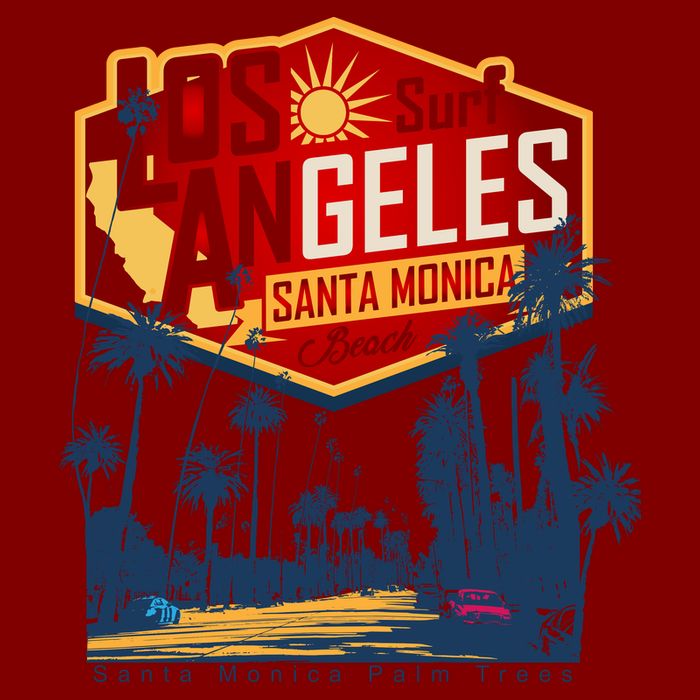 Santa Monica LA Los Angeles Retro Surf Beach T-Shirt