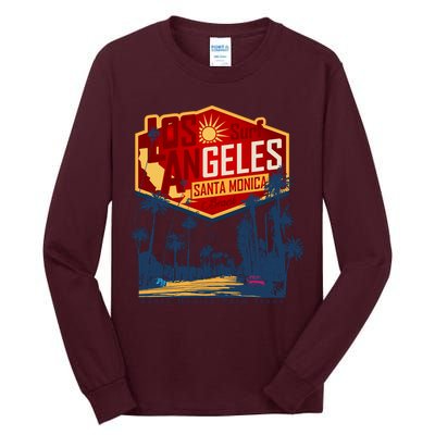 Santa Monica LA Los Angeles Retro Surf Beach Tall Long Sleeve T-Shirt