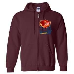 Santa Monica LA Los Angeles Retro Surf Beach Full Zip Hoodie