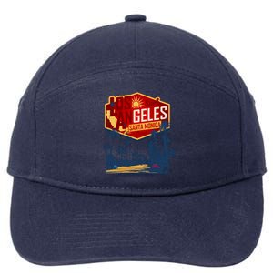 Santa Monica LA Los Angeles Retro Surf Beach 7-Panel Snapback Hat