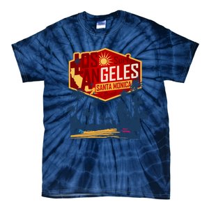 Santa Monica LA Los Angeles Retro Surf Beach Tie-Dye T-Shirt