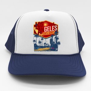 Santa Monica LA Los Angeles Retro Surf Beach Trucker Hat