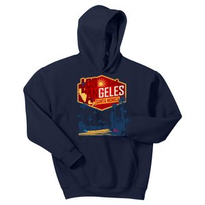 Santa Monica LA Los Angeles Retro Surf Beach Kids Hoodie