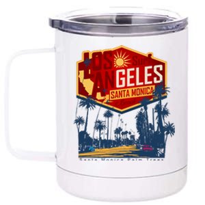 Santa Monica LA Los Angeles Retro Surf Beach 12 oz Stainless Steel Tumbler Cup