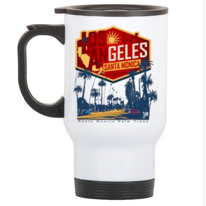 Santa Monica LA Los Angeles Retro Surf Beach Stainless Steel Travel Mug