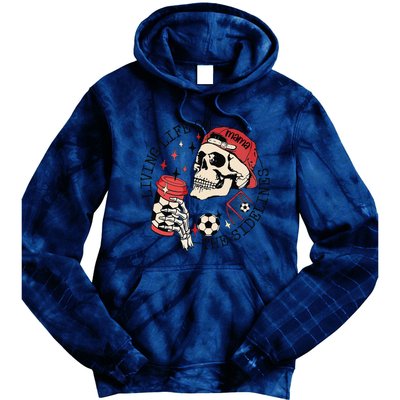 Soccer Mama Living Life On The Sidelines Skeleton Coffee Tie Dye Hoodie