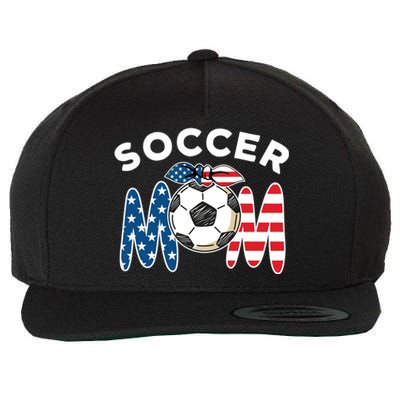 Soccer Mom Labor Day American Flag Funny Gift Wool Snapback Cap