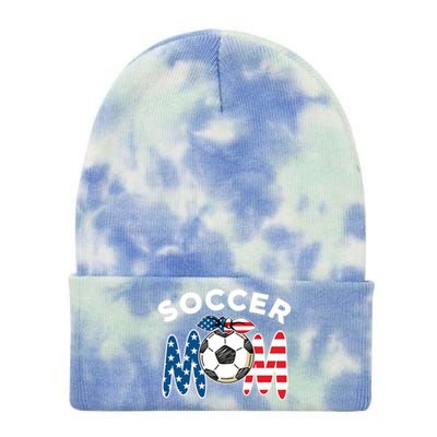 Soccer Mom Labor Day American Flag Funny Gift Tie Dye 12in Knit Beanie